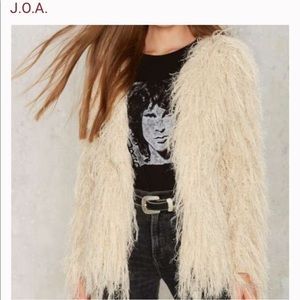 JOA Shag cardigan in cream.